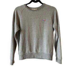 Maison Kitsun Pullover Sweatshirt Fox Sweater Crew Neck Long Sleeve Gray Small